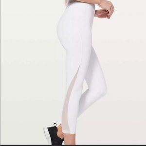 Lululemon Train Times 7/8 Pant Tights Capris Leggings Size 8 White Mesh